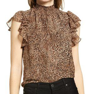 1.STATE Flutter Sleeve Smocked Neck Blouse (sz Medium)